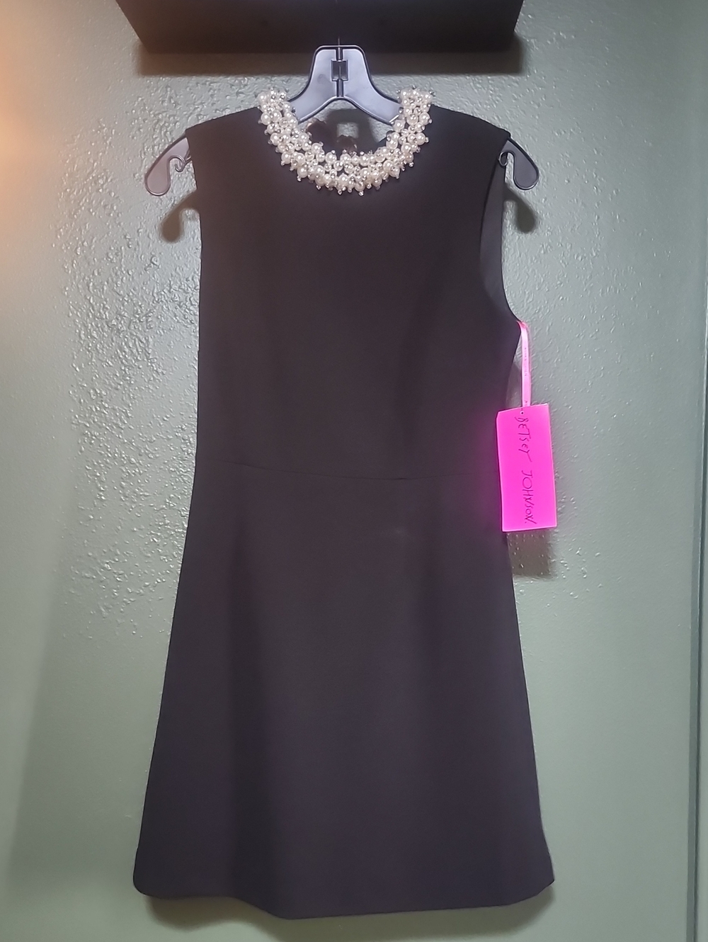 Betsy JOHNSON Pearl-Embellished Black Mini Dress
